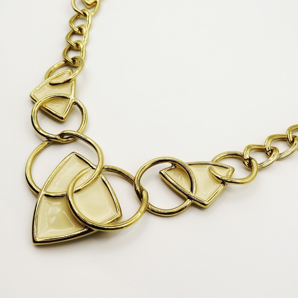 Kunio Matsumoto Trifari TM vintage gold tone enamel chunky necklace & bracelet - Picture 4 of 16